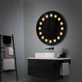 Specchio LED Rotondo | Controllo tramite interruttore a muro | Luce bianca calda - Reyze Serie Salono Modello 6